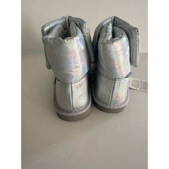 K KomForme Girl's boots Light SILVER Snow Winter Boots with Glitter Size 2 - Picture 9 of 14